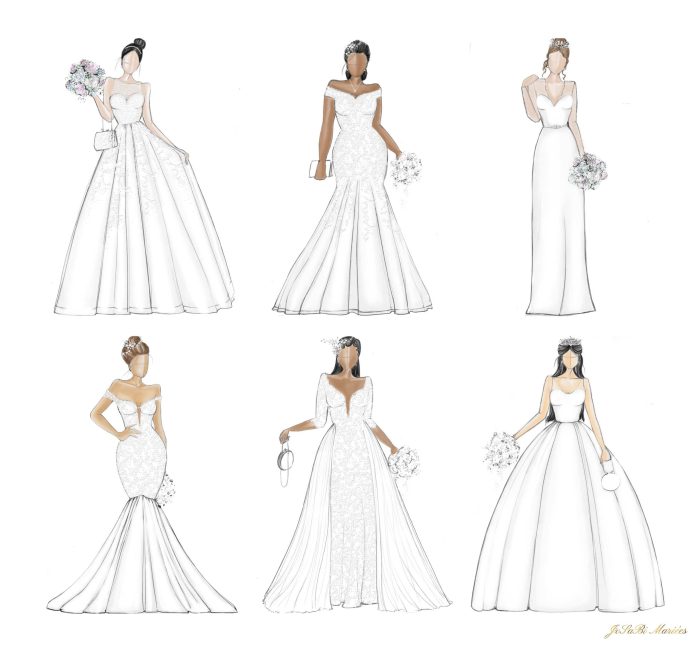 Simple wedding dress drawings