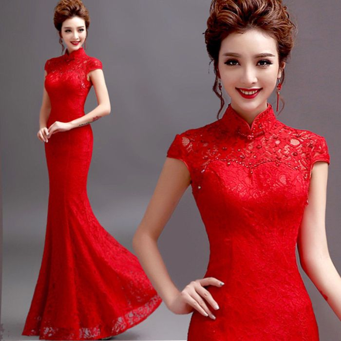 Red chinese wedding dresses