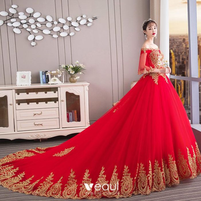 Red chinese wedding dresses